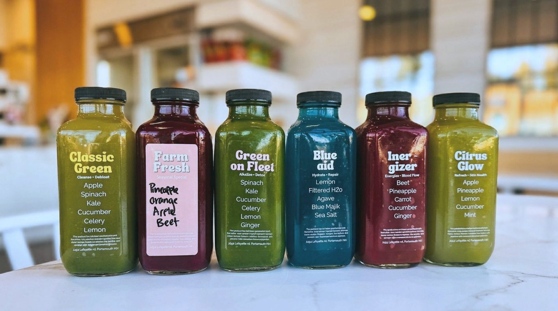 Cold-pressed juices, made daily